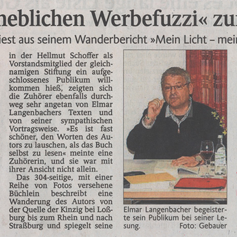 tg, Foto: Gebauer, Schwarzwälder Bote, Vom überheblichen Werbefuzzi zum bescheidenen Pilger