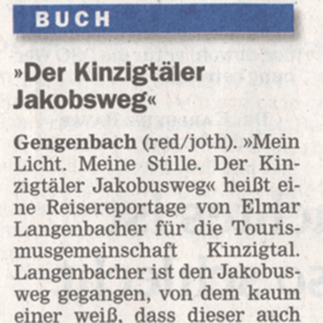 Pressebericht Langenbacher über die Reisereportage Jakobusweg