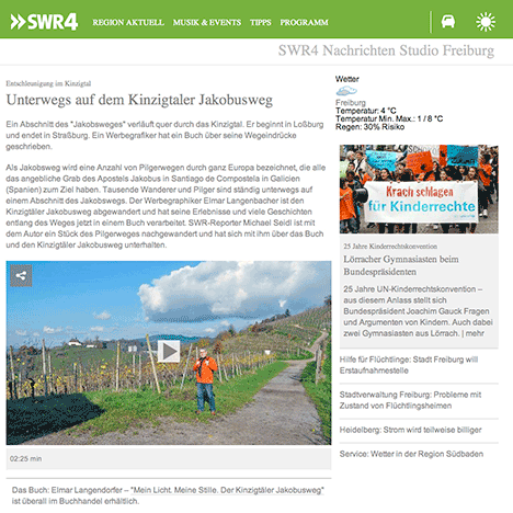 SWR4 Beitrag zum Buch von Elmar Langenbacher über den Jakobusweg im Schwarzwald